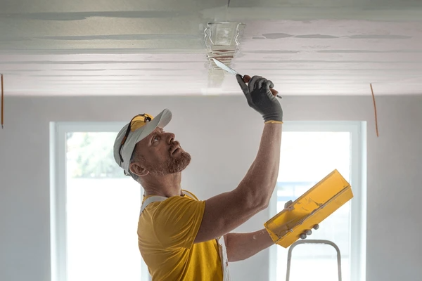 Ceiling plaster fire damage